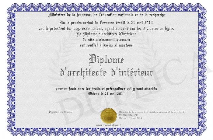 diplome architecte d'interieur